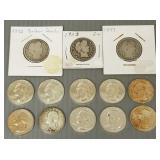 13 U.S. silver quarters incl 1897, 1903 & 1895