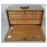 Vintage oak machinist tool chest- 11 1/2"H 20" 9"D