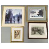 4 asst. framed prints incl Kouba pencil signed &