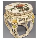 Chinese lacquered low table/ stool w/ floral decor