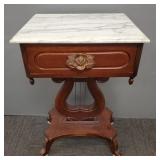 Victorian style marble top stand w/ drawer &