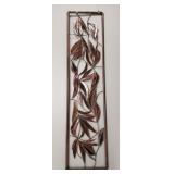 Copper & stained glass hanging panel- leafy vine