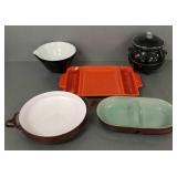 5 pcs vintage pottery/ enamelware incl Dansk,