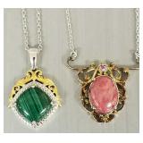 2 designer necklaces s/w stones: 1 STS sterling