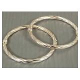 2 sterling silver hinged bangle bracelets-