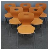 6 mod plastic stacking chairs with metal legs-