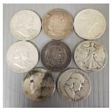 8 U.S. silver half dollars incl Stone Mountain,