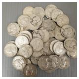 50 U.S. silver Washington quarters