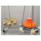 2 mid-century hanging candle chandeliers incl.