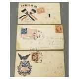 3 Civil War era patriotic covers with stamps