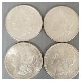 4 high grade Morgan silver dollars- 1896, 1878S,