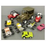 9 vintage Tonka Toys, mini hot rods, etc