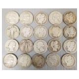 20 U.S. silver asst. quarters- Barber, etc.