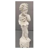 Large pottery cherub figure w/ grapes- 26"H