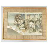 Vintage color litho print- Saint George- framed