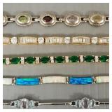5 sterling silver bracelets s/w stones-