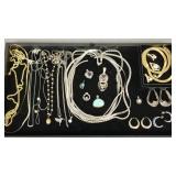 Group sterling silver jewelry incl necklaces,