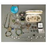 Group asst jewelry incl sterling silver, jade,