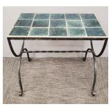 Vintage wrought iron tile top table- 19 1/2'H