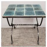 Vintage wrought iron tile top table w/ iron