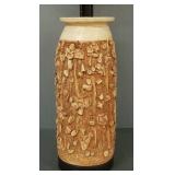 MCM signed brutalist pottery lamp dated 1965 w/