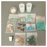 Gp loose stones & beads incl turquoise, shark's
