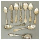 10 pcs sterling silver spoons, etc- 6.5 toz total,