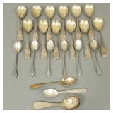 21 sterling silver spoons incl 12 Bailey & Co-