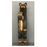Signed BSC carved wooden bear figure- 33'H