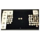 54 U.S. silver dimes incl Barber, Mercury &