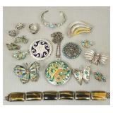 Gp sterling silver ethnic jewelry incl. enameled