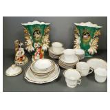 Gp antique porcelain, etc incl 2 old Paris style
