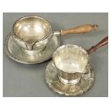 2 sterling silver sauce boats w/ underplates-