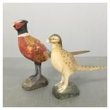 2 vintage Thos. Hansen pheasant carvings-