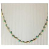 14K gold & tiny turquoise bead necklace- 2.5g;
