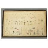 Antique embroidered sampler dated 1823-