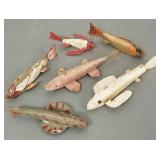 6 assorted vintage handmade fish decoys-