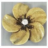 14k gold & diamond floral pin/ pendant-