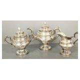 Antique W. Adams New York coin silver 3pc tea set-