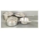 4 pcs. All Clad cookware- 3 with lids- largest 5'H