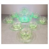 16 pcs Murano uranium glass: 9.5' bowl, 7 bowls &