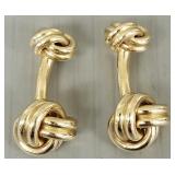 Tiffany & Co. 14K gold cufflinks- 21.4g; knot