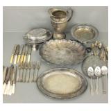 Gp silverplate, etc incl 12 sterling trimmed