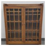 Mission oak 2-door bookcase w/ shelves- 56'H 48'W
