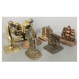 7 pr metal bookends incl peacock, etc- 6' tallest