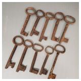 10 iron jailhouse style keys- 7' longest