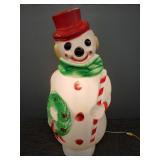Blow mold snowman w/ wreath light up figure-