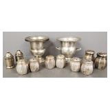 Gp small sterling silver shakers & 2 match holders