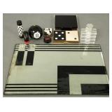 9 Deco, etc. vanity top items incl. compacts,
