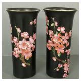2 Carlton Ware 8' porcelain vases w/ floral decor